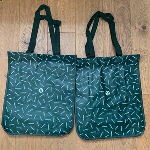 Lululemon Athletics Large Shopping Reusable Grocery Bags Snap Closure Green